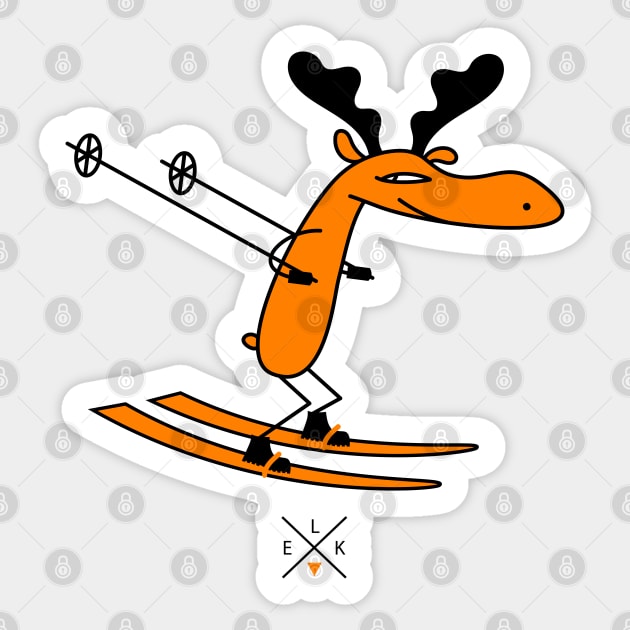 Skier moose Sticker by spontania